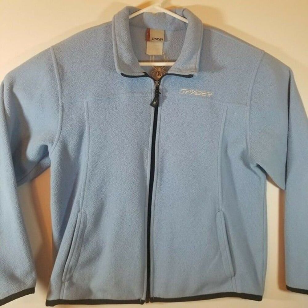 Spyder Womens MEDIUM Light Blue Full Zip Long Sleeve Fleece Jacket